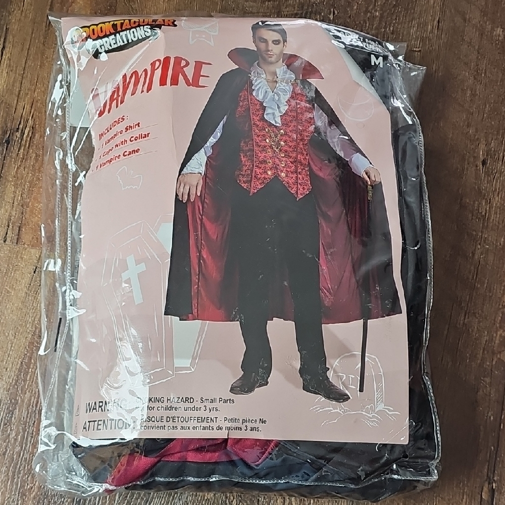 Vampire Costume for Men Size M - Red and Black